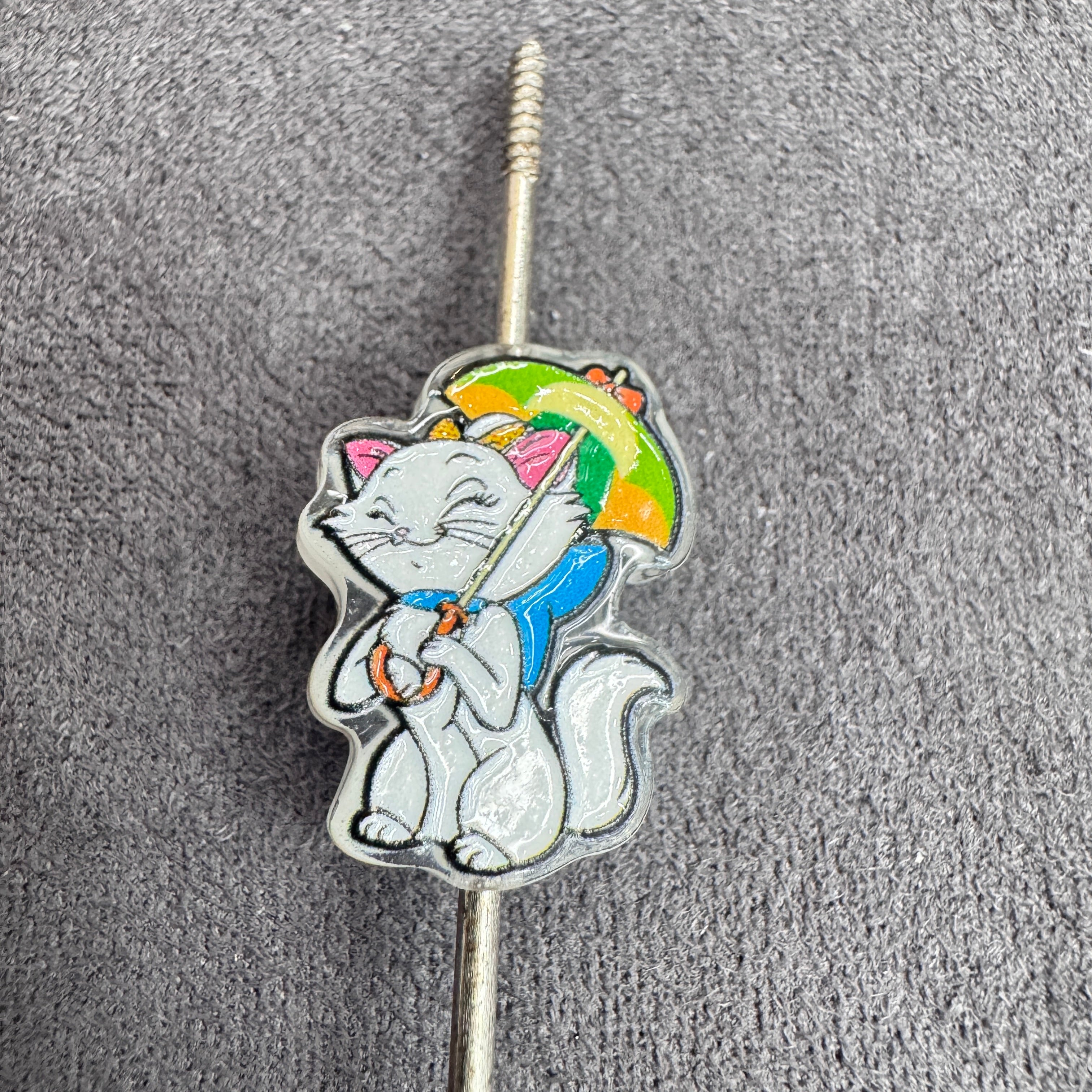 Acrylic Beads Beautiful White Cat Character with Pink Bowtie in Various Poses