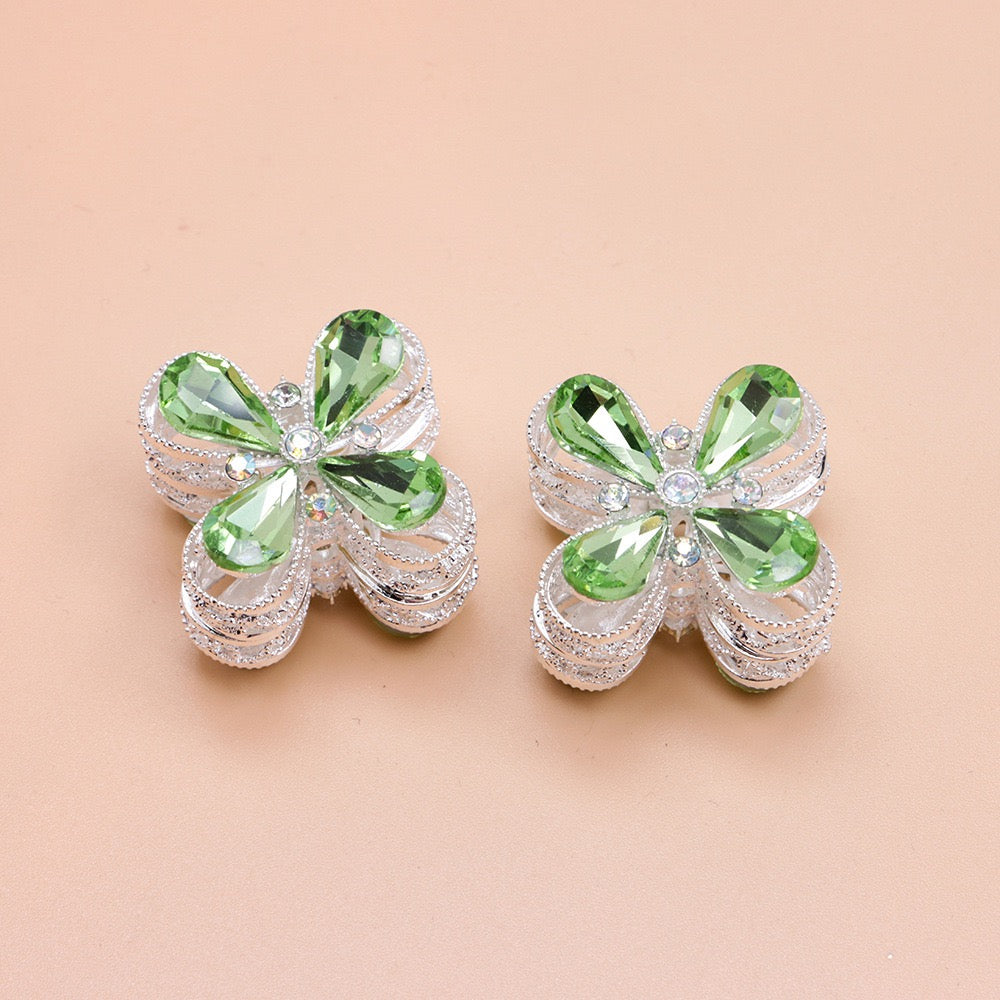 Teardrop Rhinestone Flower Metal Beads Series,Heavy‑Duty Hollow Flower Design,27×27×20mm