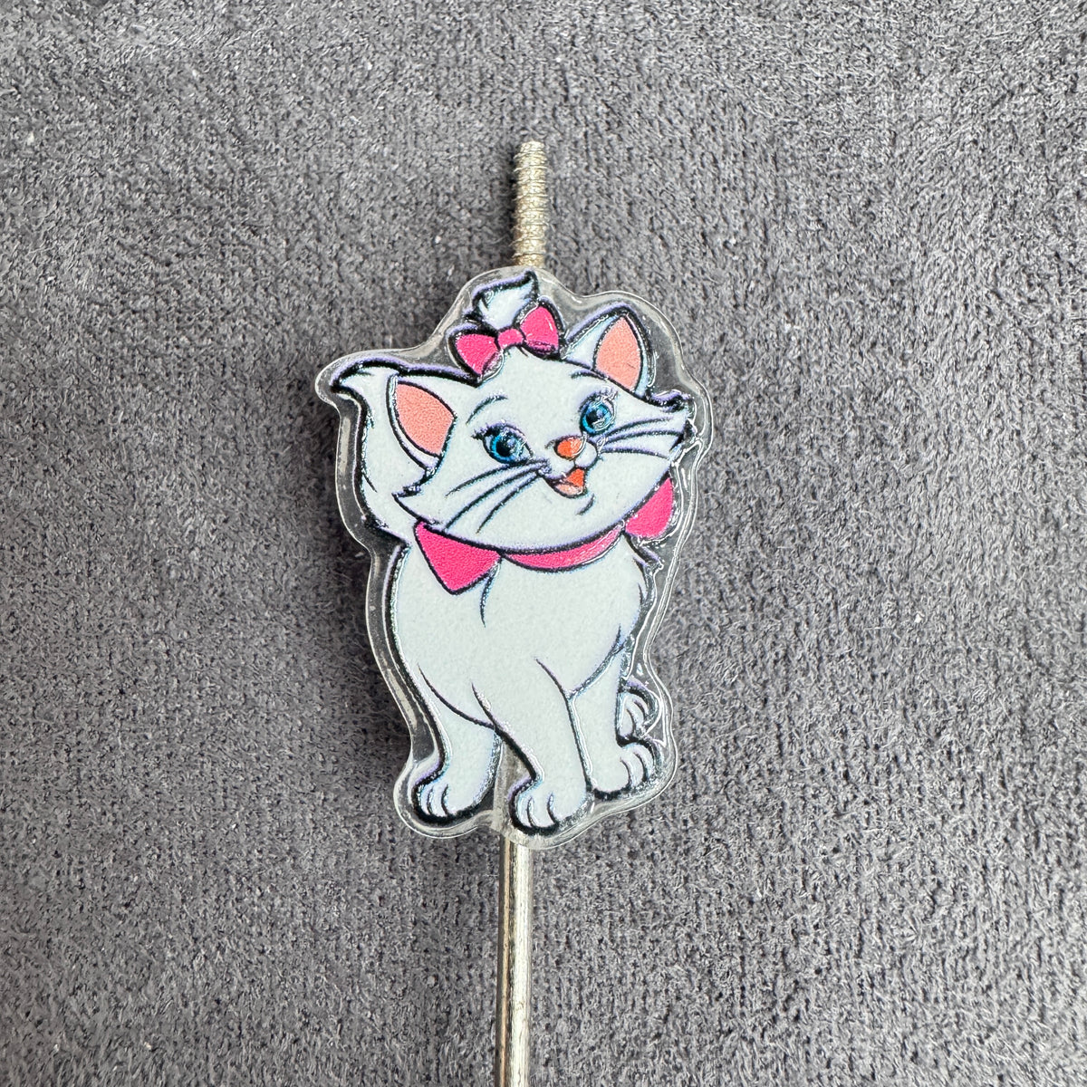 Acrylic Beads Beautiful White Cat Character with Pink Bowtie in Various Poses