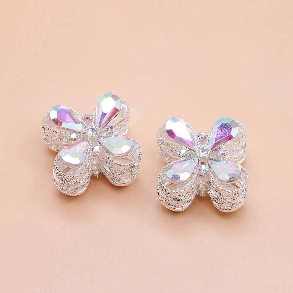 Teardrop Rhinestone Flower Metal Beads Series,Heavy‑Duty Hollow Flower Design,27×27×20mm