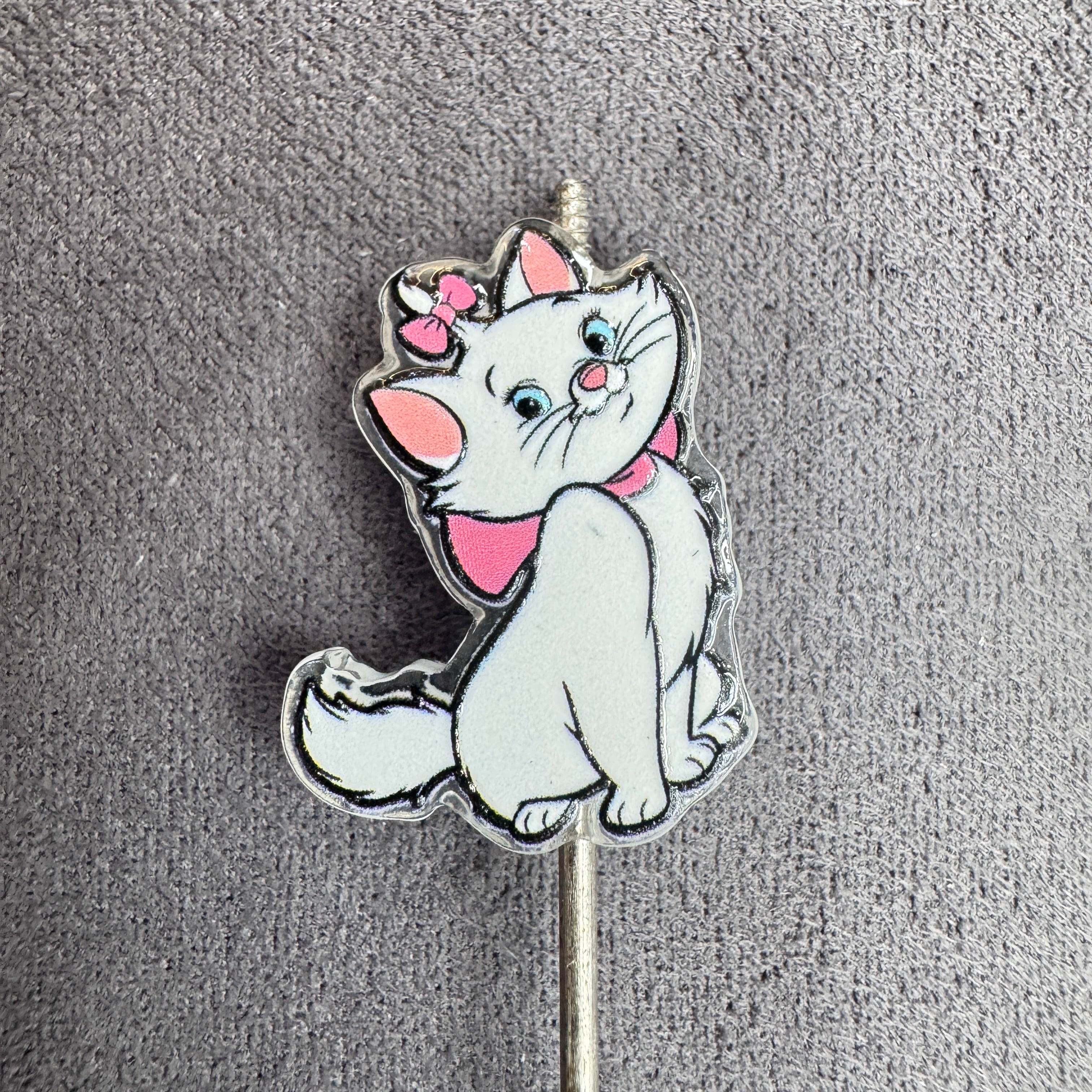 Acrylic Beads Beautiful White Cat Character with Pink Bowtie in Various Poses