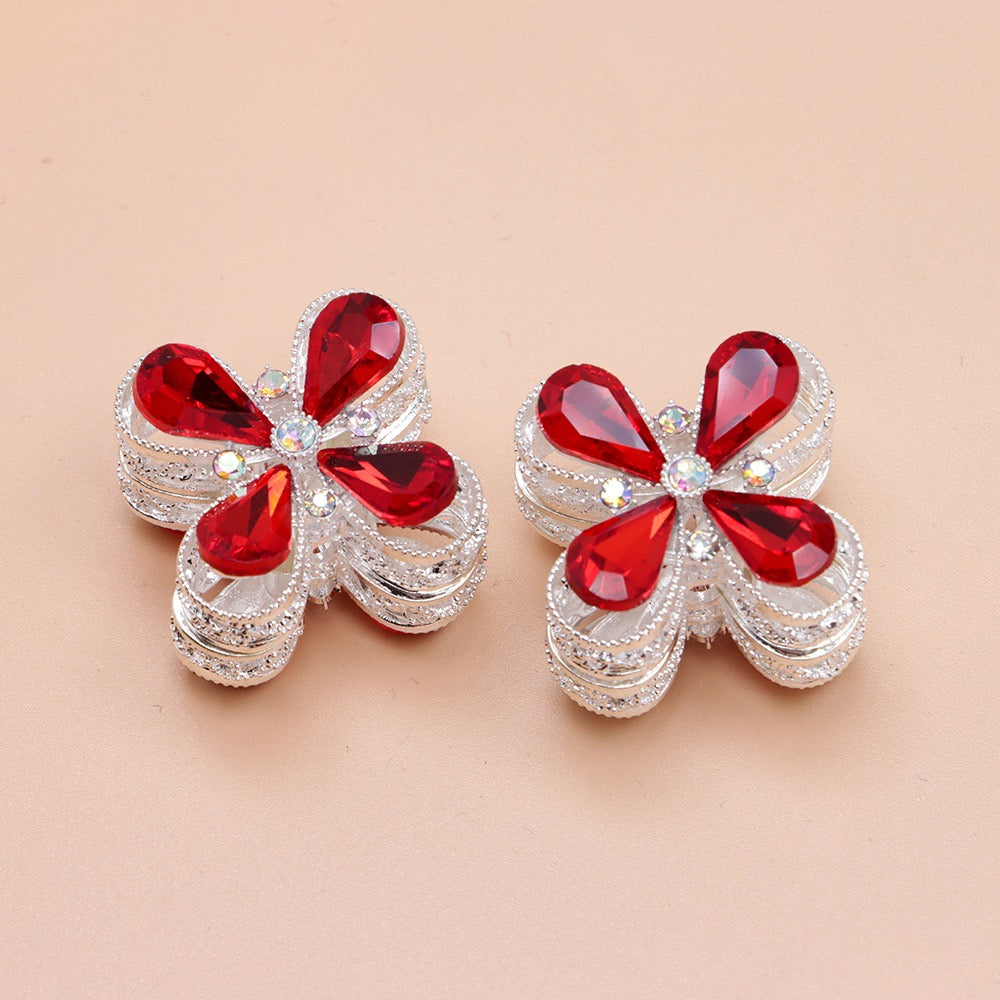 Teardrop Rhinestone Flower Metal Beads Series,Heavy‑Duty Hollow Flower Design,27×27×20mm