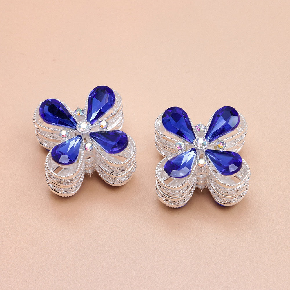 Teardrop Rhinestone Flower Metal Beads Series,Heavy‑Duty Hollow Flower Design,27×27×20mm
