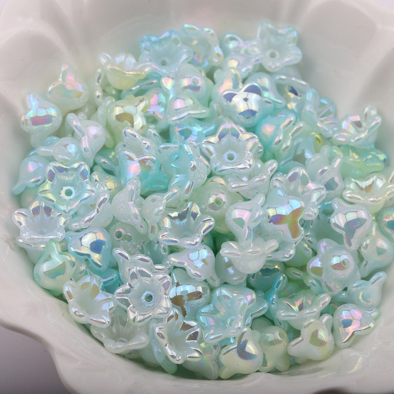 FS2282-7*12mm AB Gradient Color Valley Of Lily Flower Acrylic Beads For Making Car Hangers