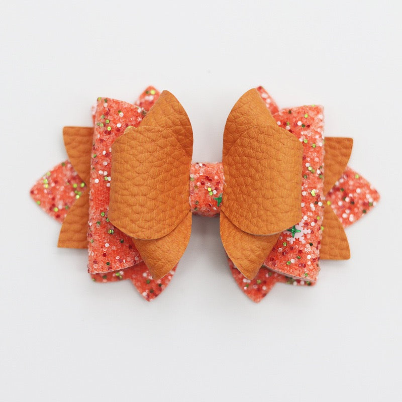 Multi‑Layer Glitter Textured Faux Leather Bow Beads,Multi‑Color