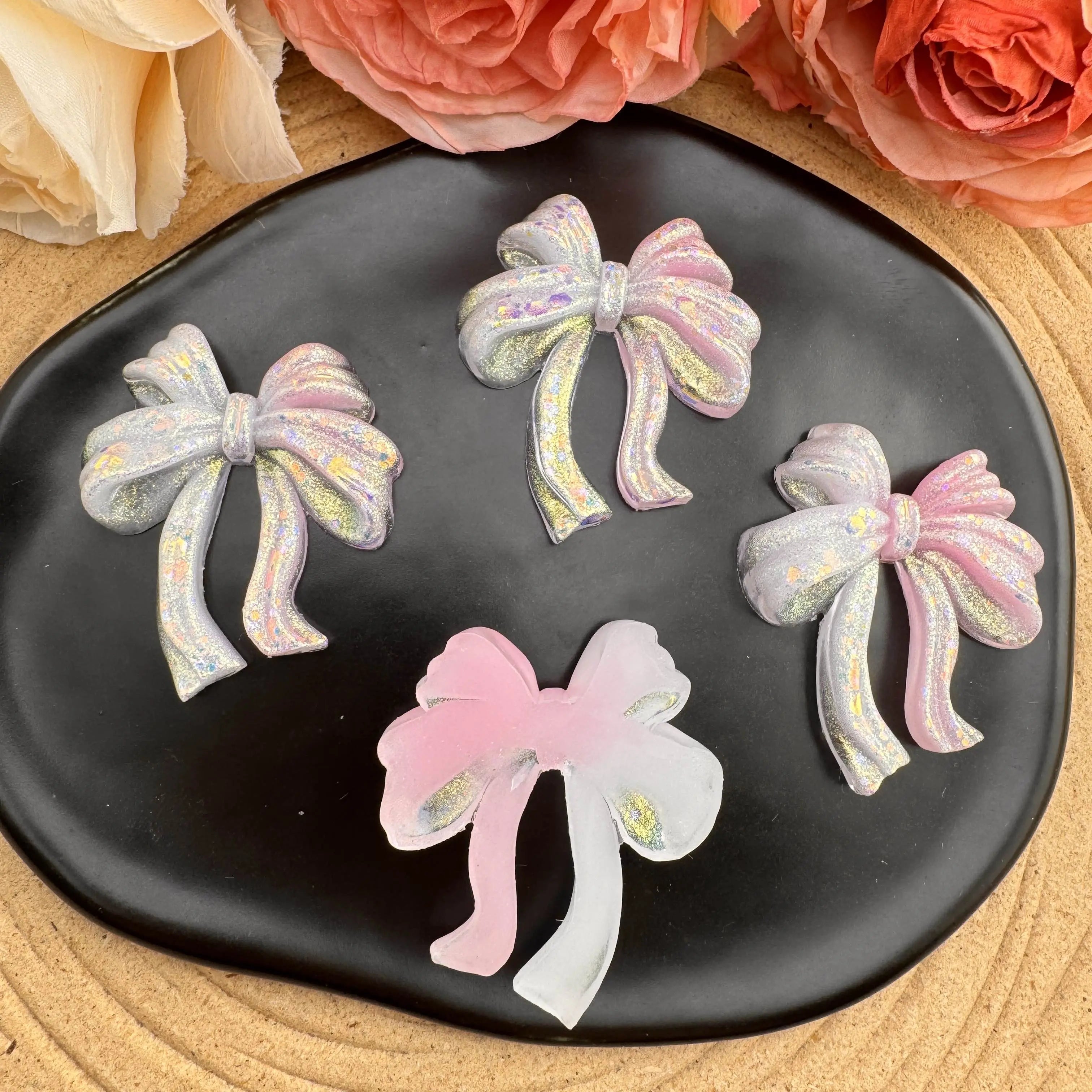 30*36MM Glitter  Bow Patch For Making Fancy Beads Zoe DIY Wholesale