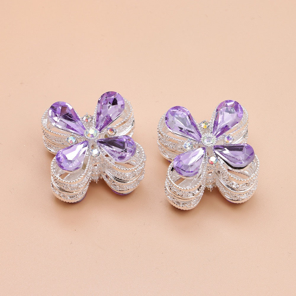 Teardrop Rhinestone Flower Metal Beads Series,Heavy‑Duty Hollow Flower Design,27×27×20mm