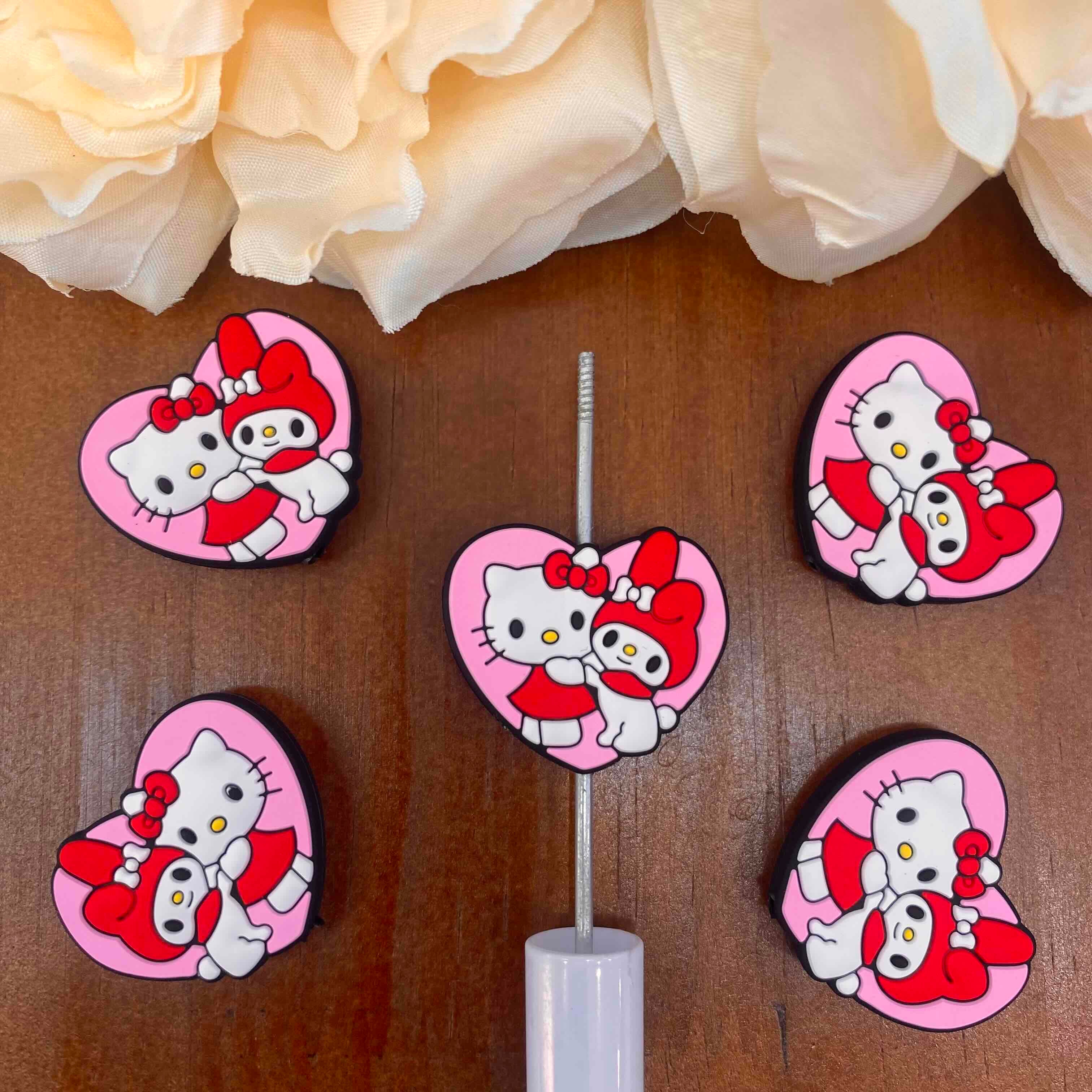 FS20475-Hello Kitty Flat Silicone Focal Beads