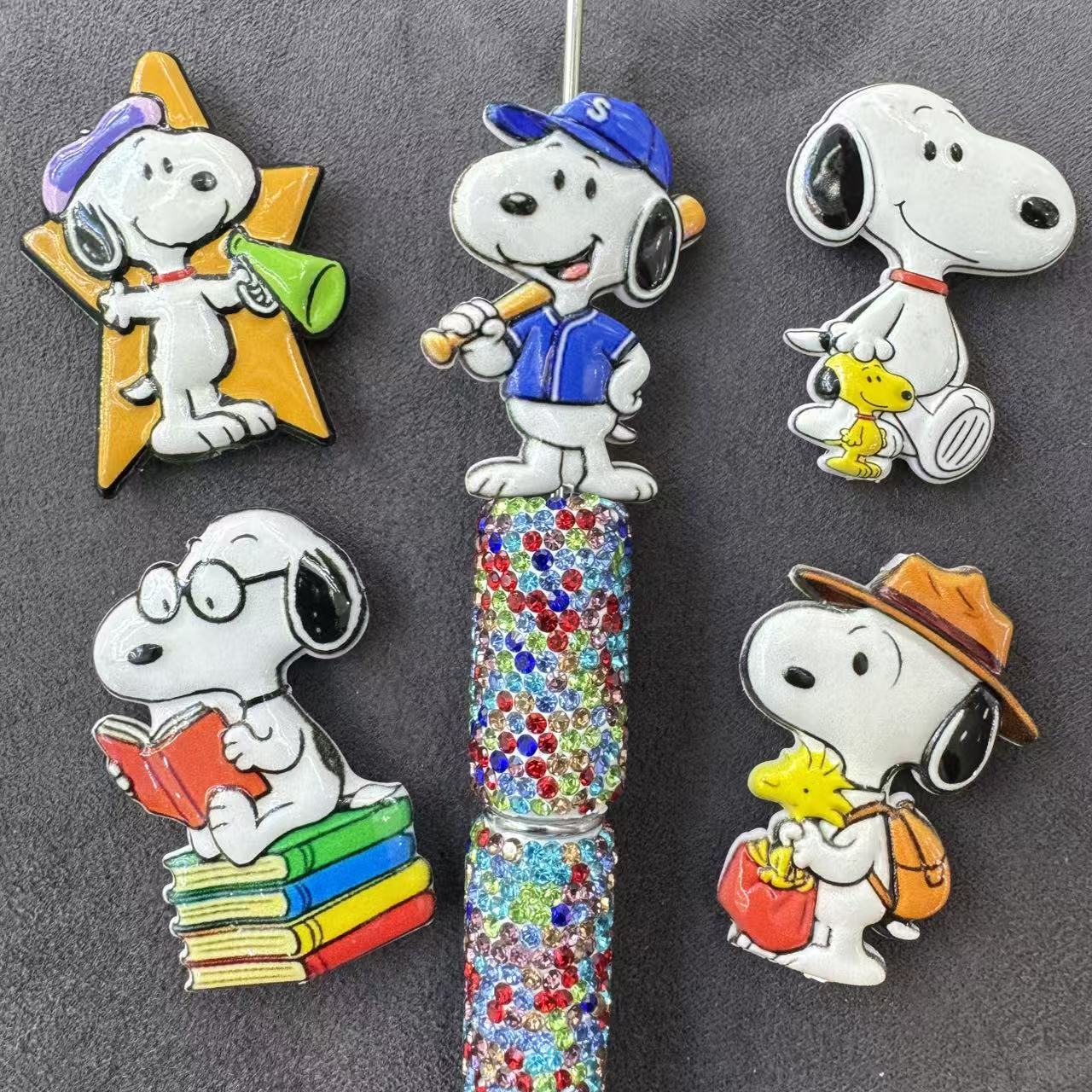 Snoopy Figure Acrylic Charms Random Mix Accessories For Pen Topper Or Keychain