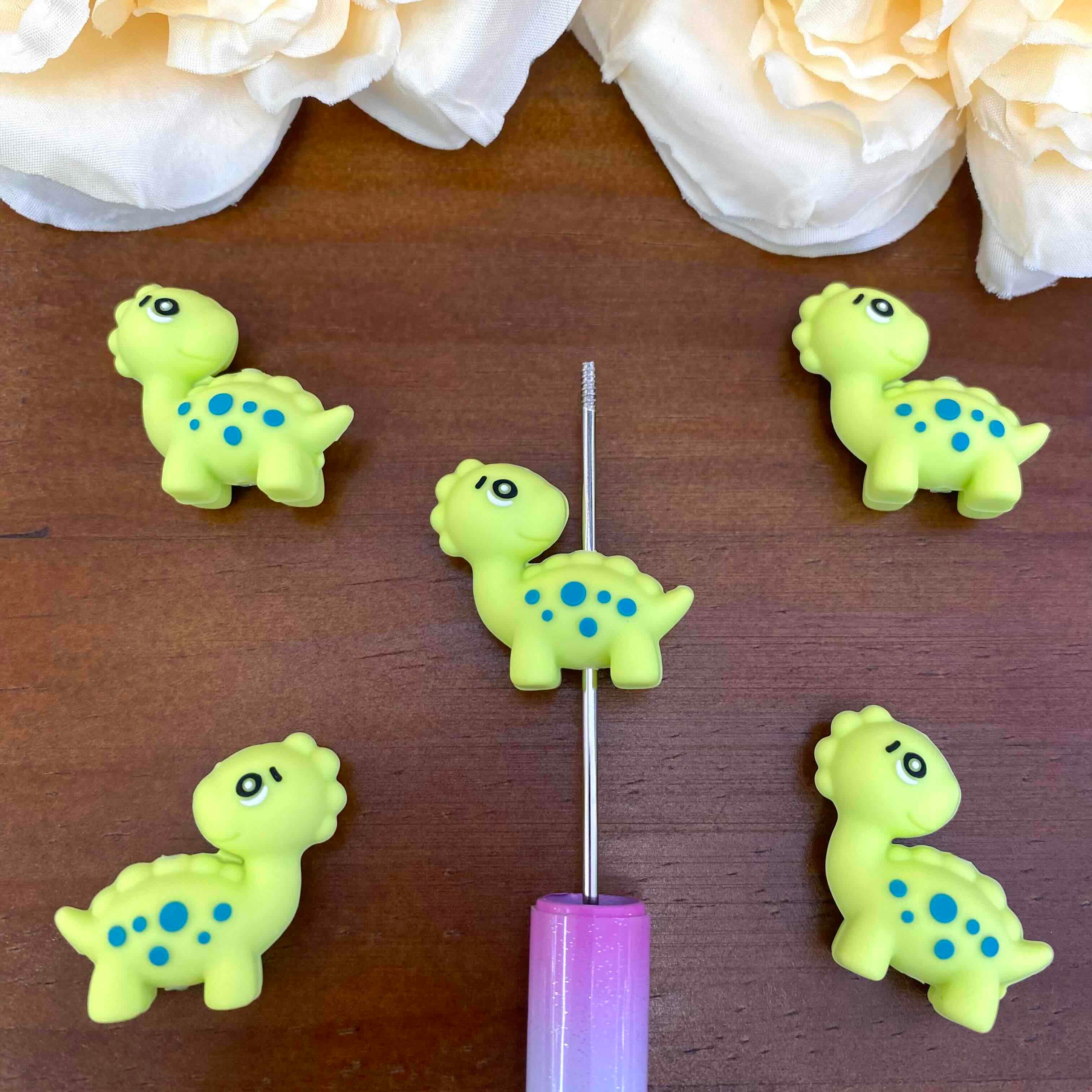FS20560-3D Cute Dinosaur Silicone Focal Beads
