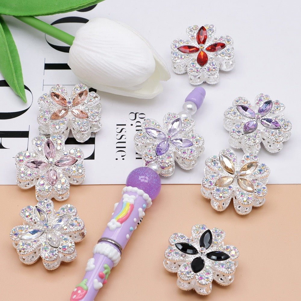 Double‑Layer Horse eye Rhinestone Alloy Bead,About 31mm