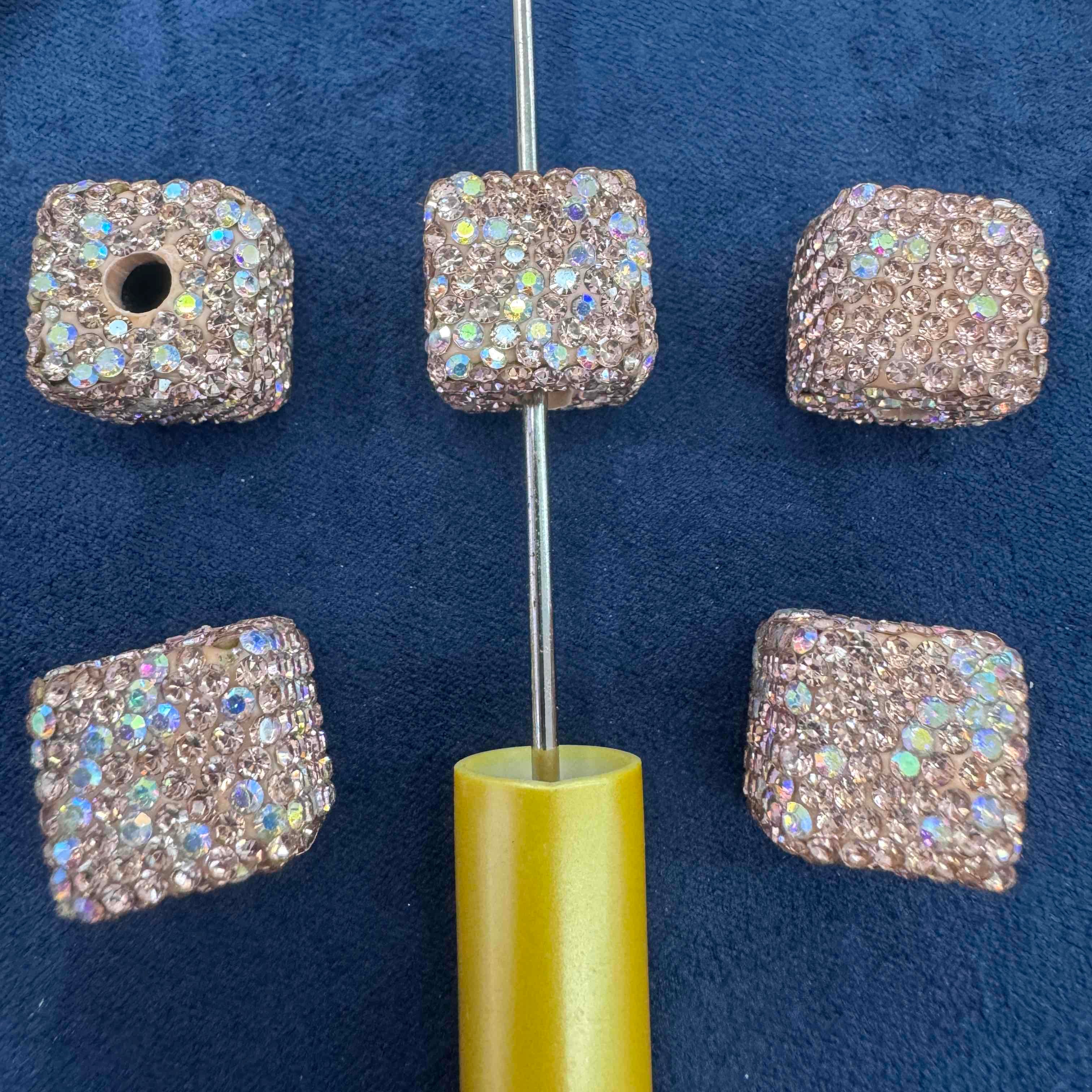 FS20232-16mm AB Color Rhinestone Clay Cube Beads