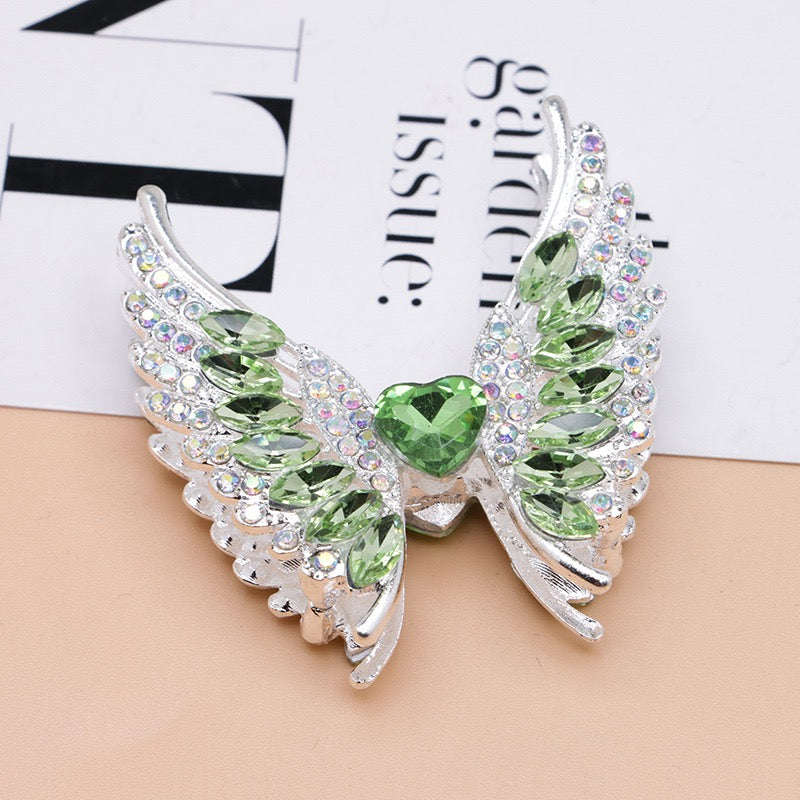 Silver Metal Beads Exquisite Angel's Wings Fancy Shiny Rhinestones