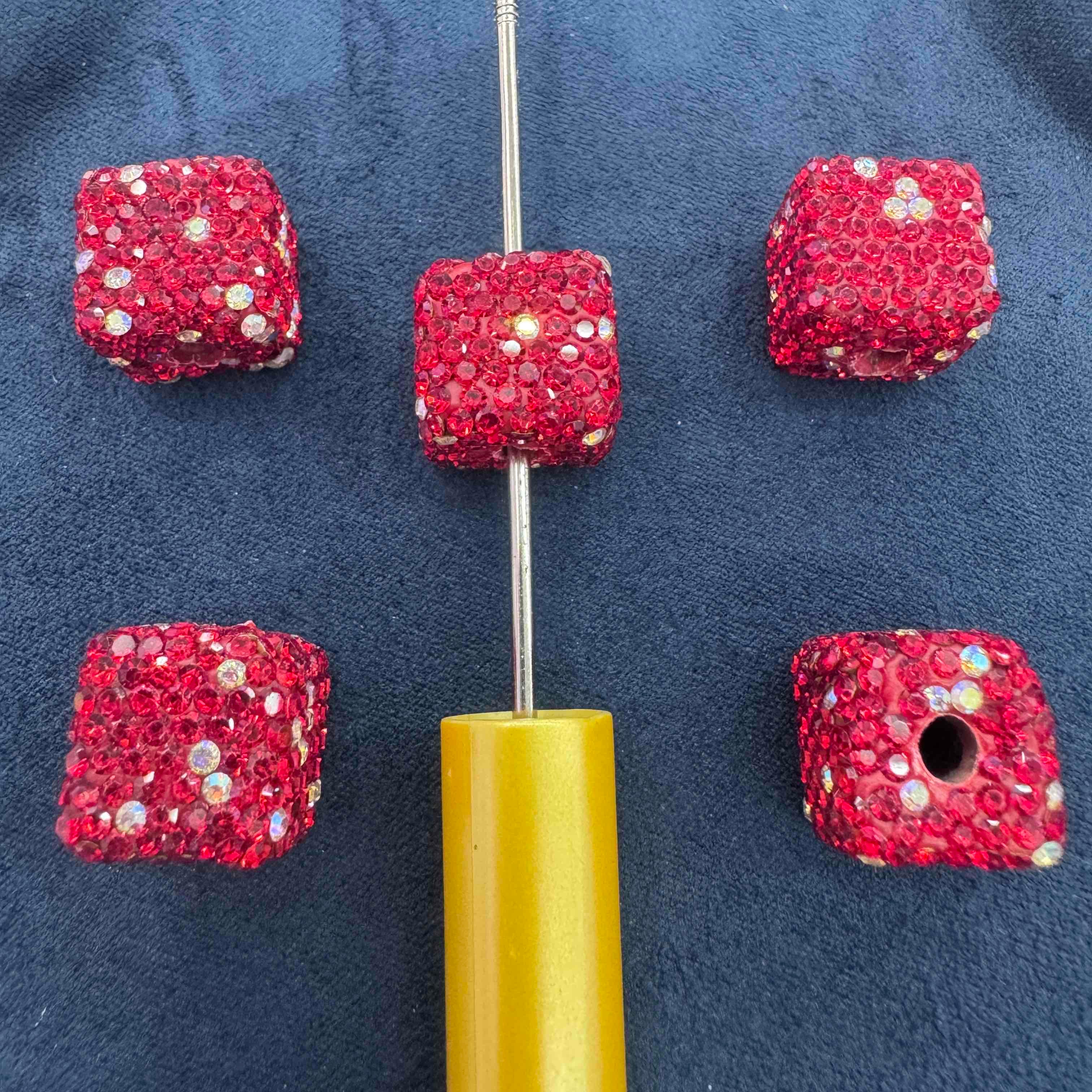 FS20232-16mm AB Color Rhinestone Clay Cube Beads