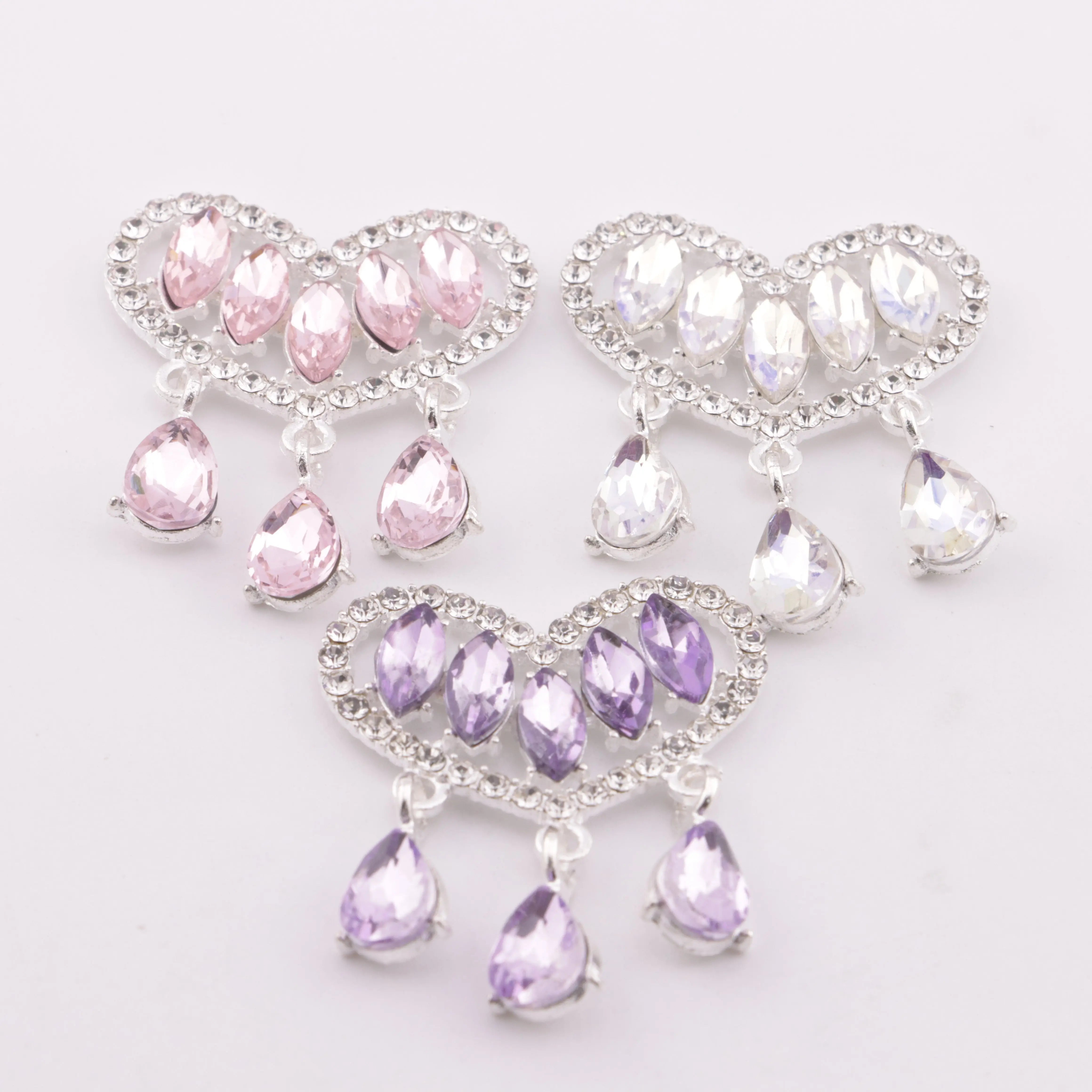 34*40mm Horse - eye Diamond Love - shaped Pendant With Three Drop - shaped Charms Zoe's DIY Shop