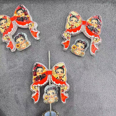 Curly Hair Old Girl Character Acrylic Beads Bow and Decoration