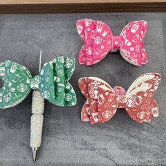 Coffee Drink Themed Printed PU Sugar Bow Beads,Multi-Color