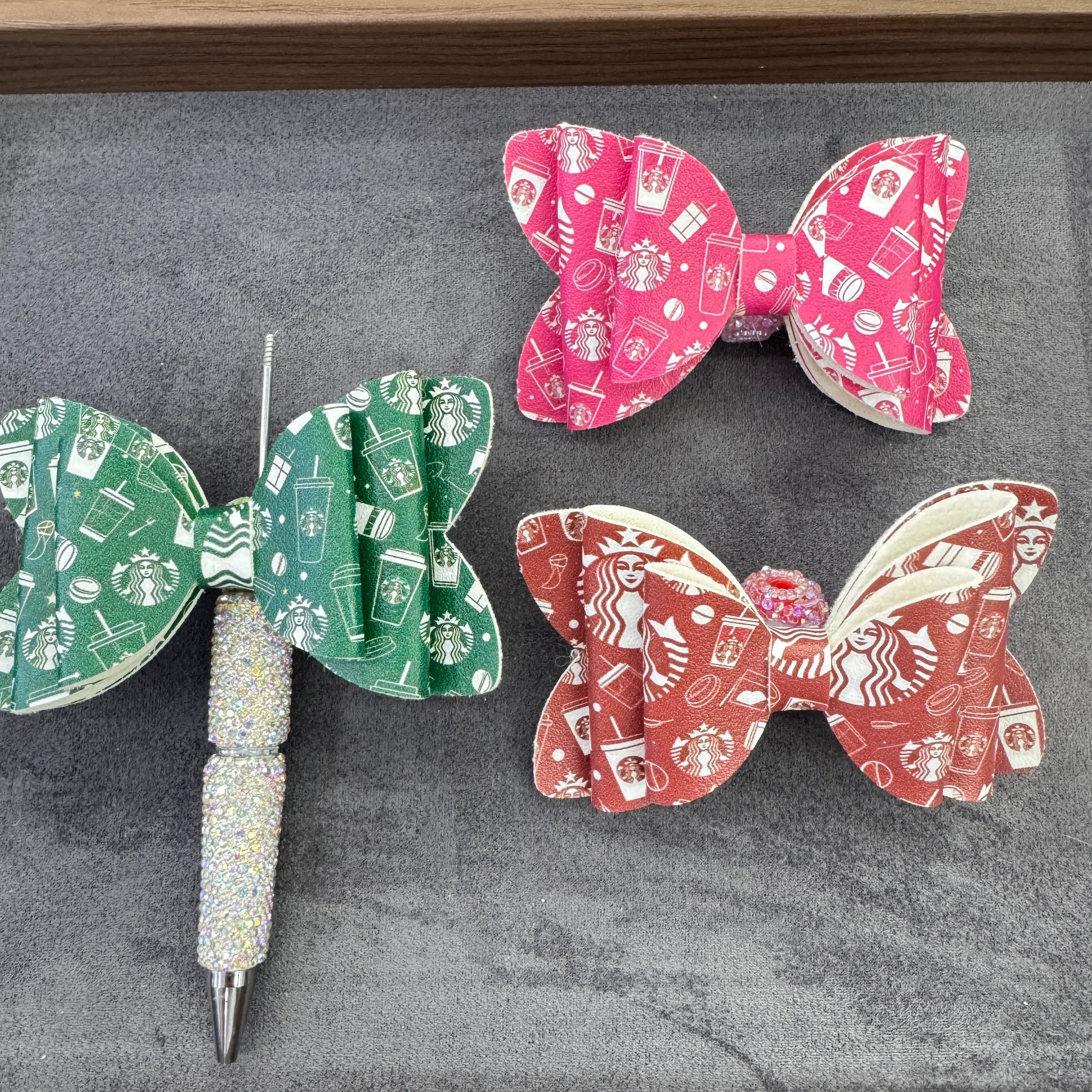 Coffee Drink Themed Printed PU Sugar Bow Beads,Multi-Color