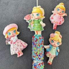 Cute Cartoon Girl Acrylic Random Mix DIY Craft Accessorise For Pen Or Keychain