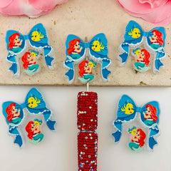 Little Mermaid Flounder Fish Acrylic Beads Bow and Decoration, Random Mix