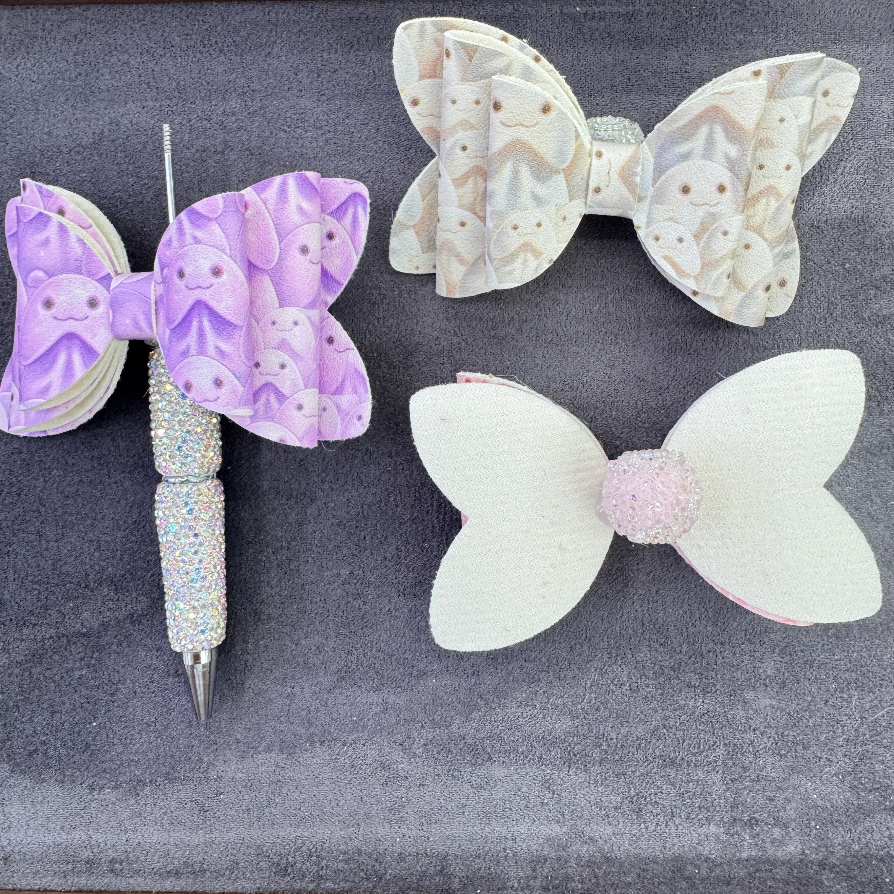 Cute Ghost Printed PU Sugar Bow Beads,Multi-color