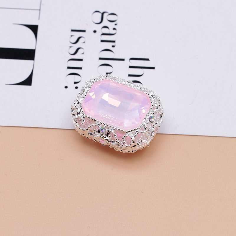 Heavy‑Duty Silver and Gold Alloy Square Beads with Multi-Color Rhinestones,About 21×17×10mm