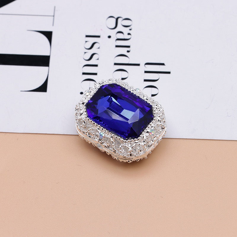 Heavy‑Duty Silver and Gold Alloy Square Beads with Multi-Color Rhinestones,About 21×17×10mm
