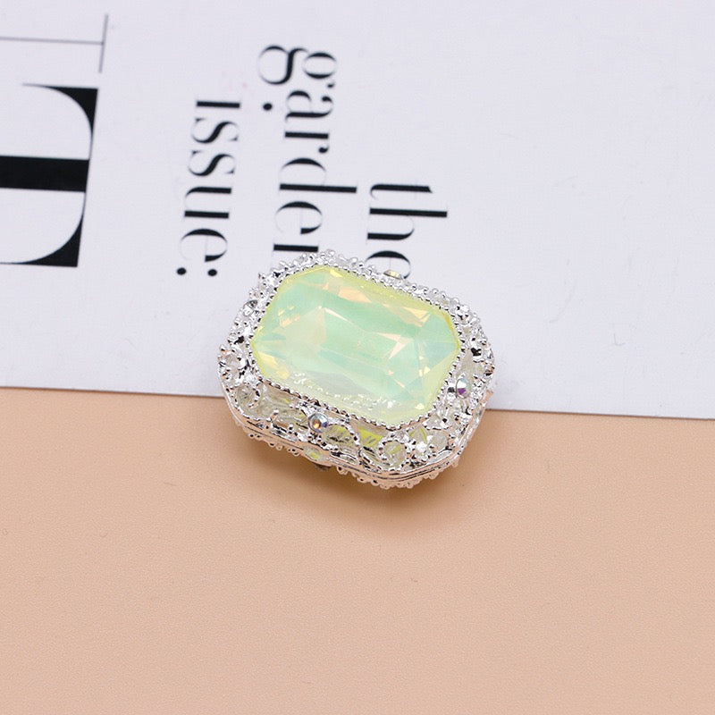 Heavy‑Duty Silver and Gold Alloy Square Beads with Multi-Color Rhinestones,About 21×17×10mm
