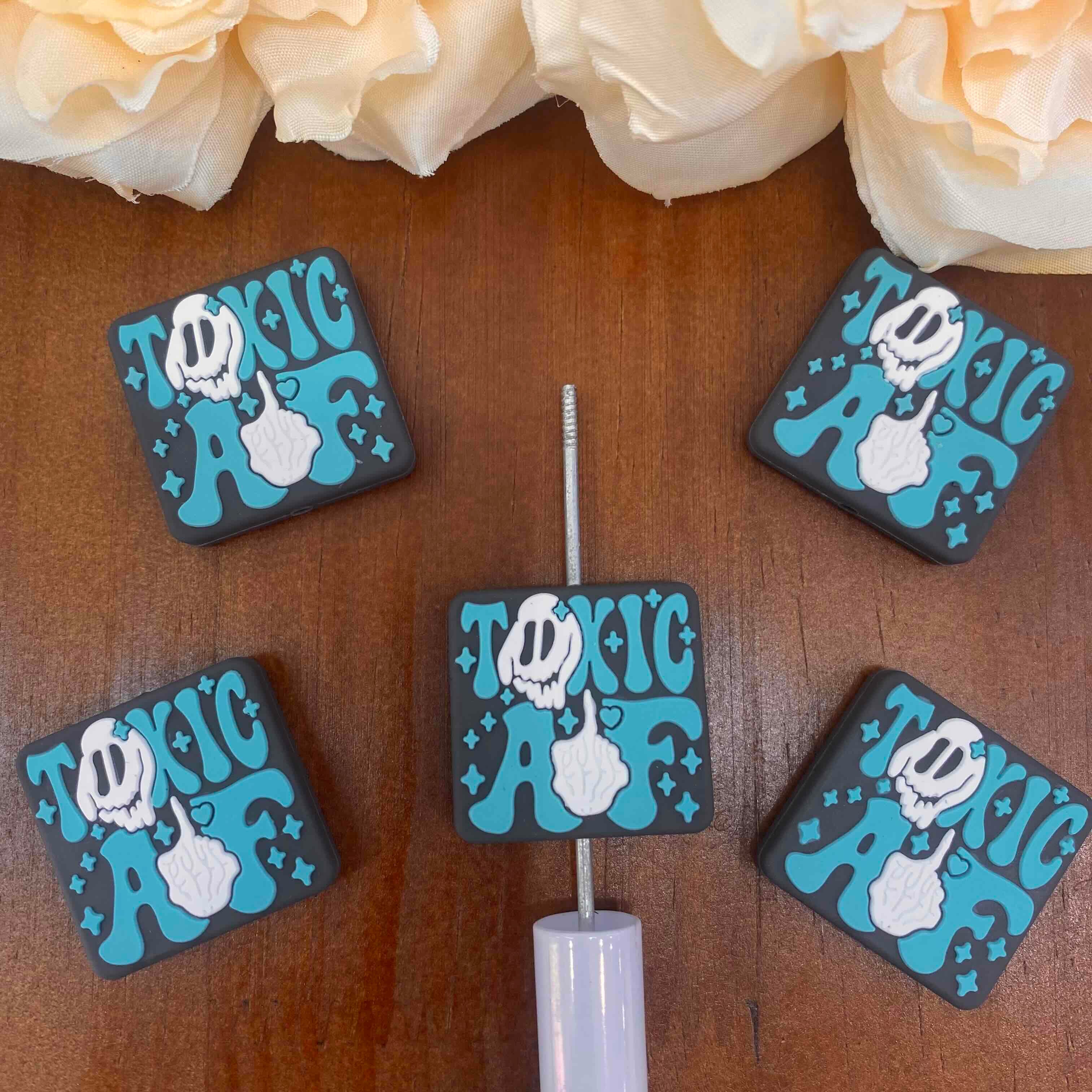 FS20375-Phrase Flat Silicone Focal Beads