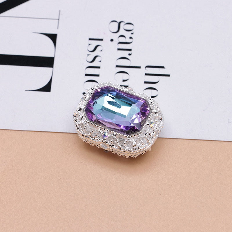 Heavy‑Duty Silver and Gold Alloy Square Beads with Multi-Color Rhinestones,About 21×17×10mm