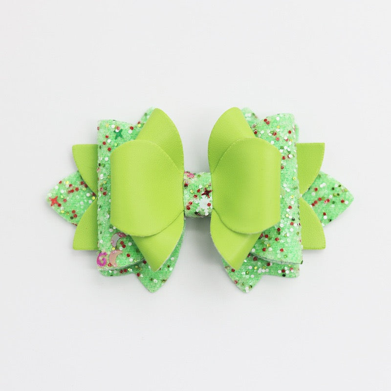 Matte Multi‑Layer Glitter Faux Leather Bow Beads,Multi‑Color