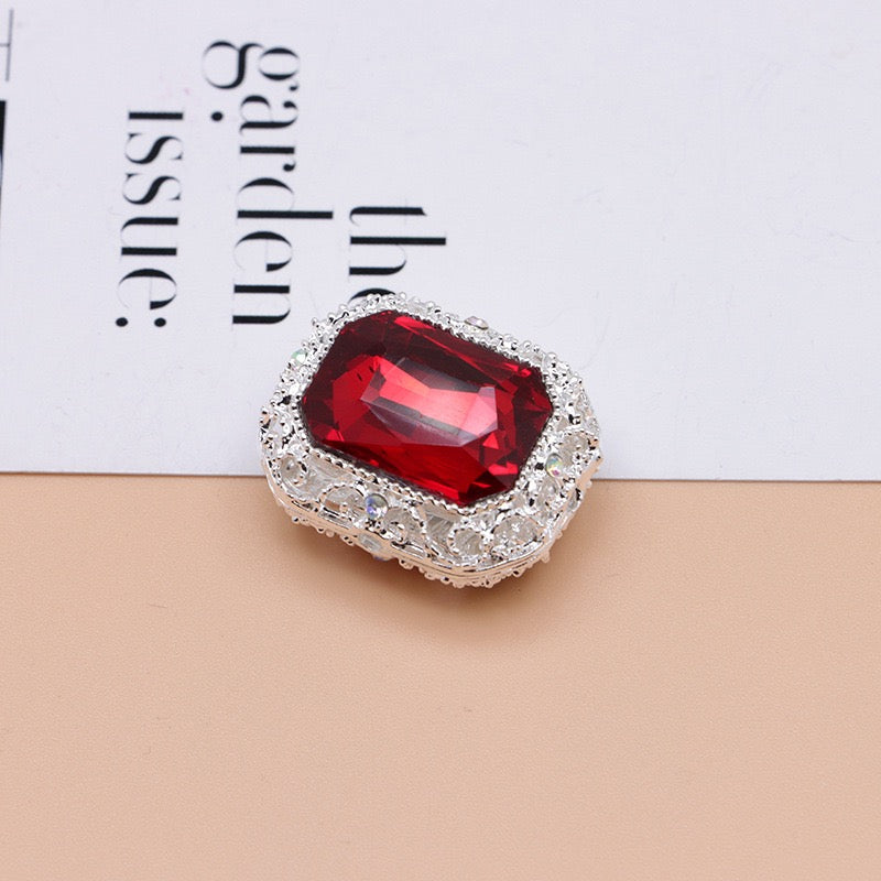 Heavy‑Duty Silver and Gold Alloy Square Beads with Multi-Color Rhinestones,About 21×17×10mm