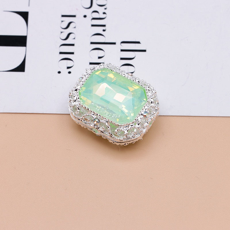 Heavy‑Duty Silver and Gold Alloy Square Beads with Multi-Color Rhinestones,About 21×17×10mm