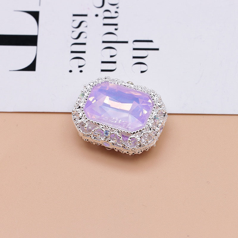 Heavy‑Duty Silver and Gold Alloy Square Beads with Multi-Color Rhinestones,About 21×17×10mm