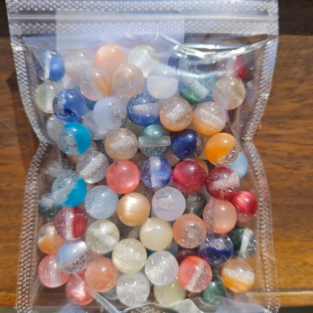 FS1755-12MM Two Tone Gradient Fine Glitter Resin Beads Zoe DIY Wholesale