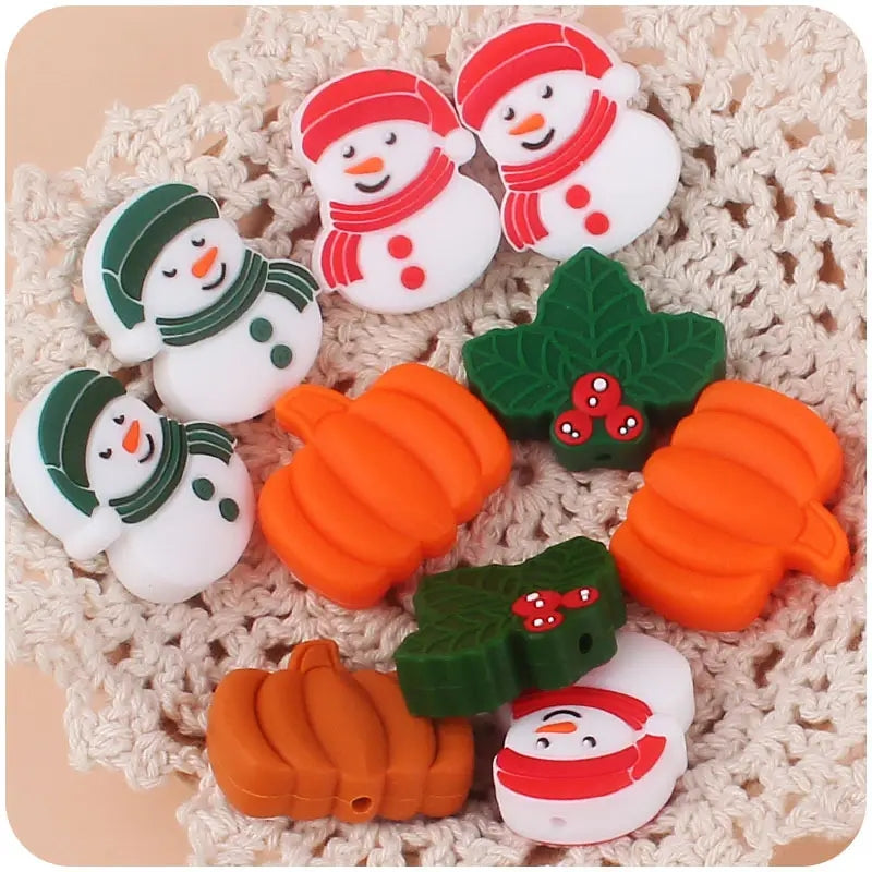 FS1538-Snowman Silicone Flat Beads Zoe DIY Wholesale
