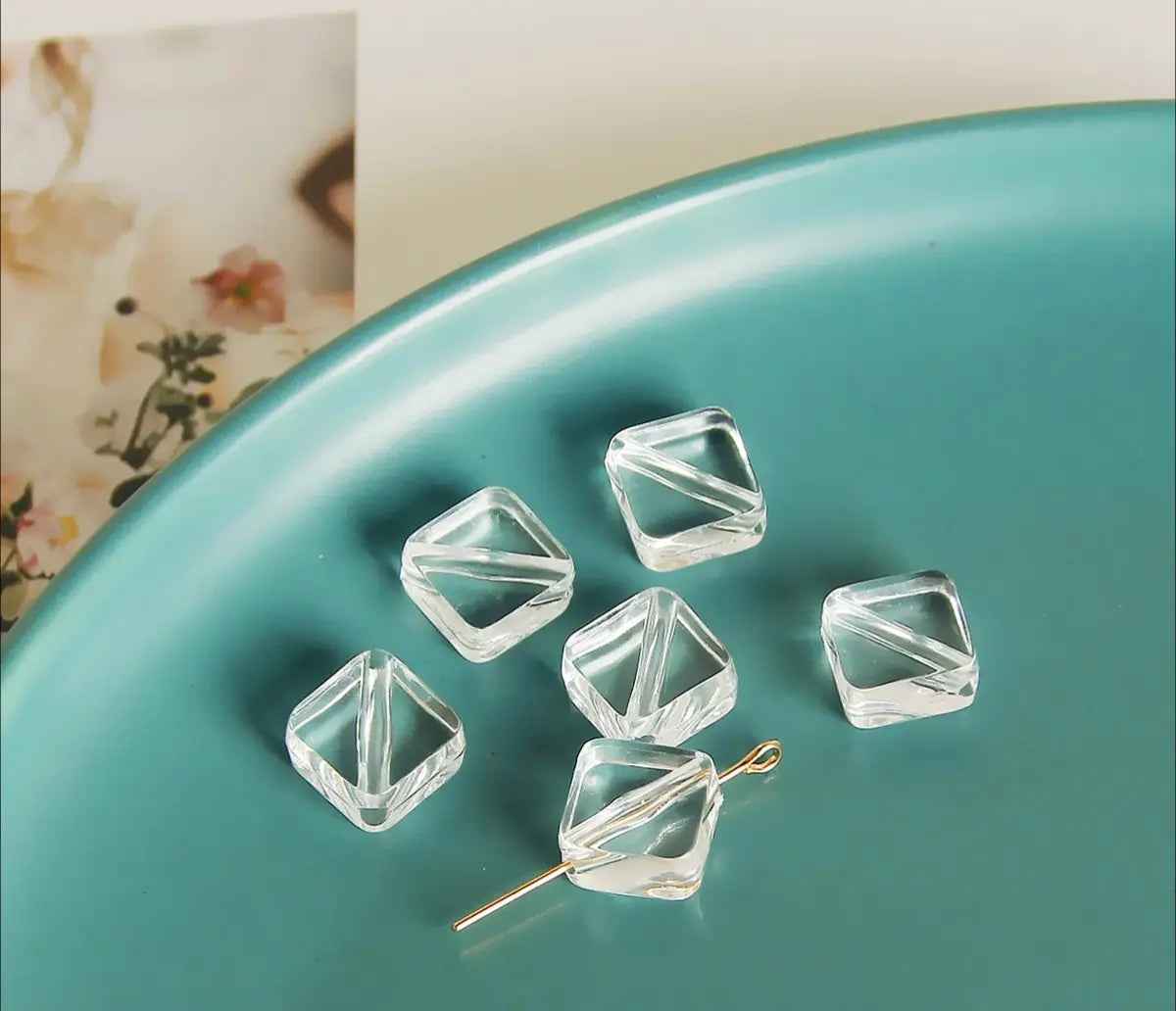 FS0398-14MM Square Diagonal Hole Beads - Zoe DIY Wholesale