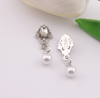 FS6193-10*27mm Oval Charms With Pearl Pendants, Oval Marquise Metal Patches