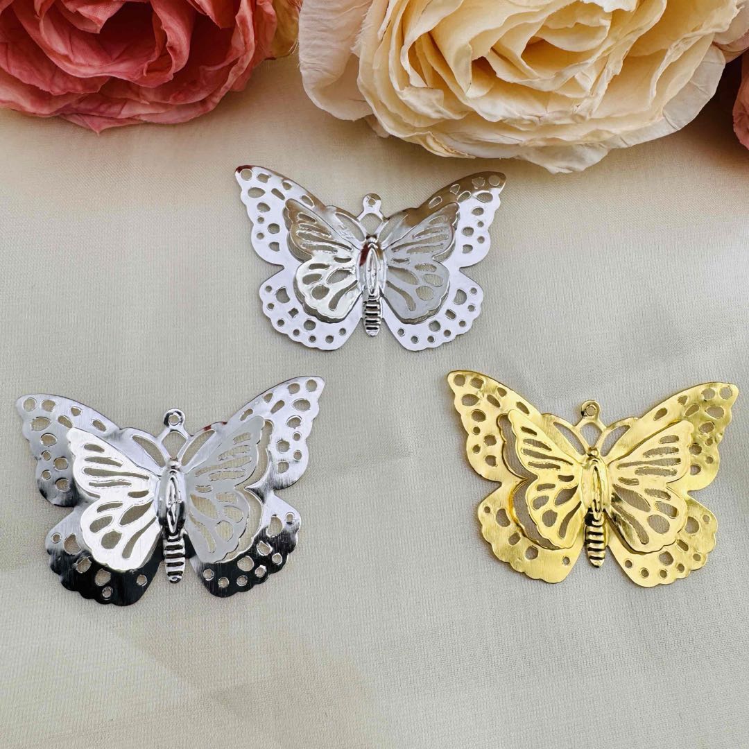 FS10187-35×50mm Three-Dimensional Double-Layer Butterfly Metal Base