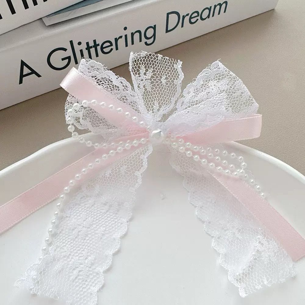 FS10192-About 10cm Pearl Lace Fabric Bowknot