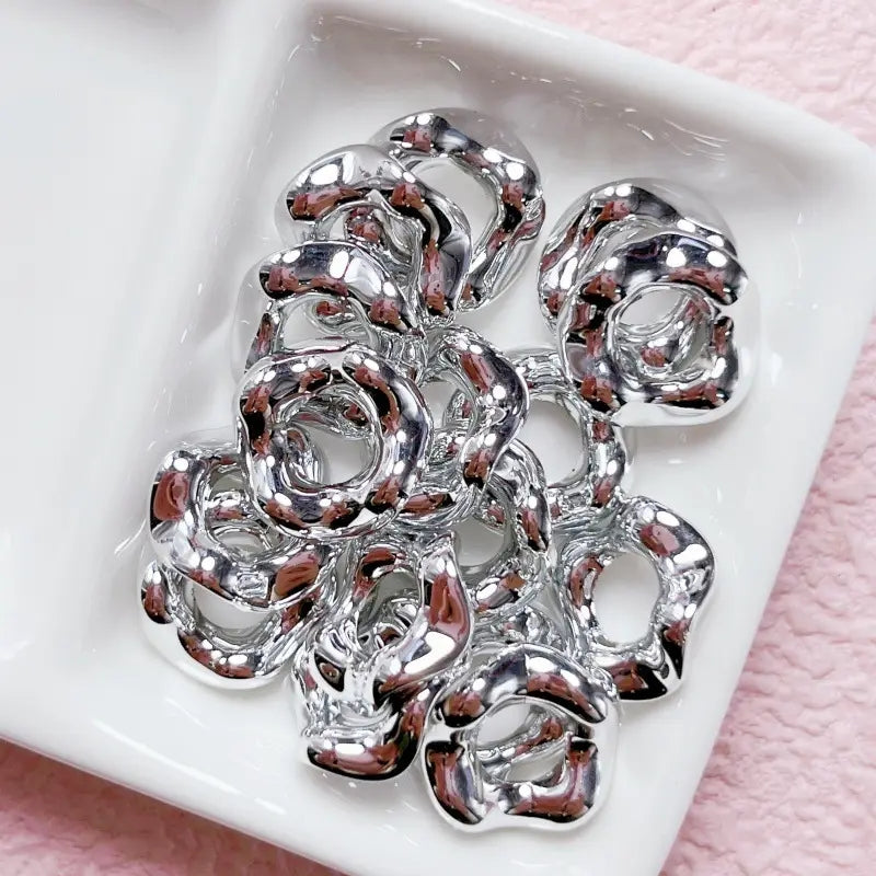 FS10322-16mm Silver-Plated Wavy Spacer Beads - Zoe DIY Wholesale