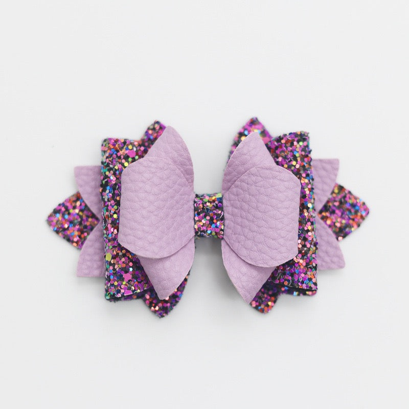 Multi‑Layer Glitter Textured Faux Leather Bow Beads,Multi‑Color
