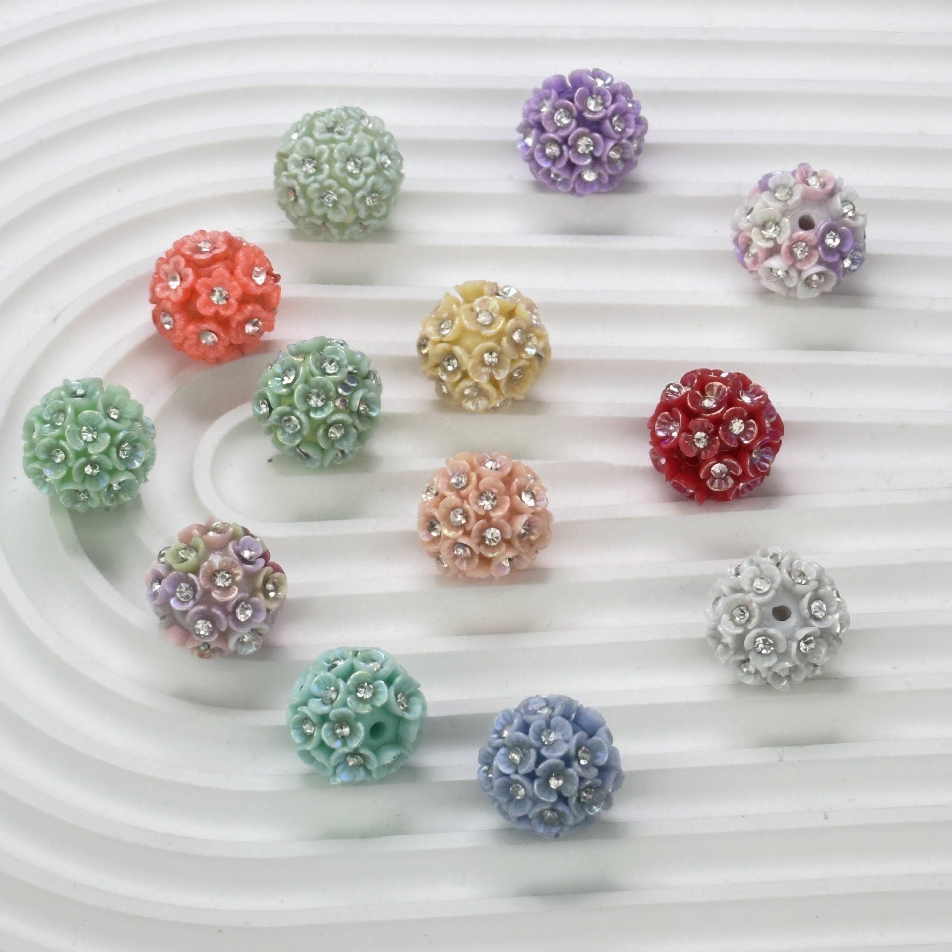 FS1321-14MM Random Mixed Color Flower Diamond Clay Beads Fit For Beadable Pens