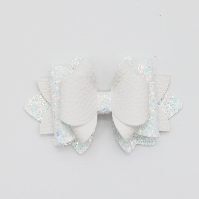 Multi‑Layer Glitter Textured Faux Leather Bow Beads,Multi‑Color