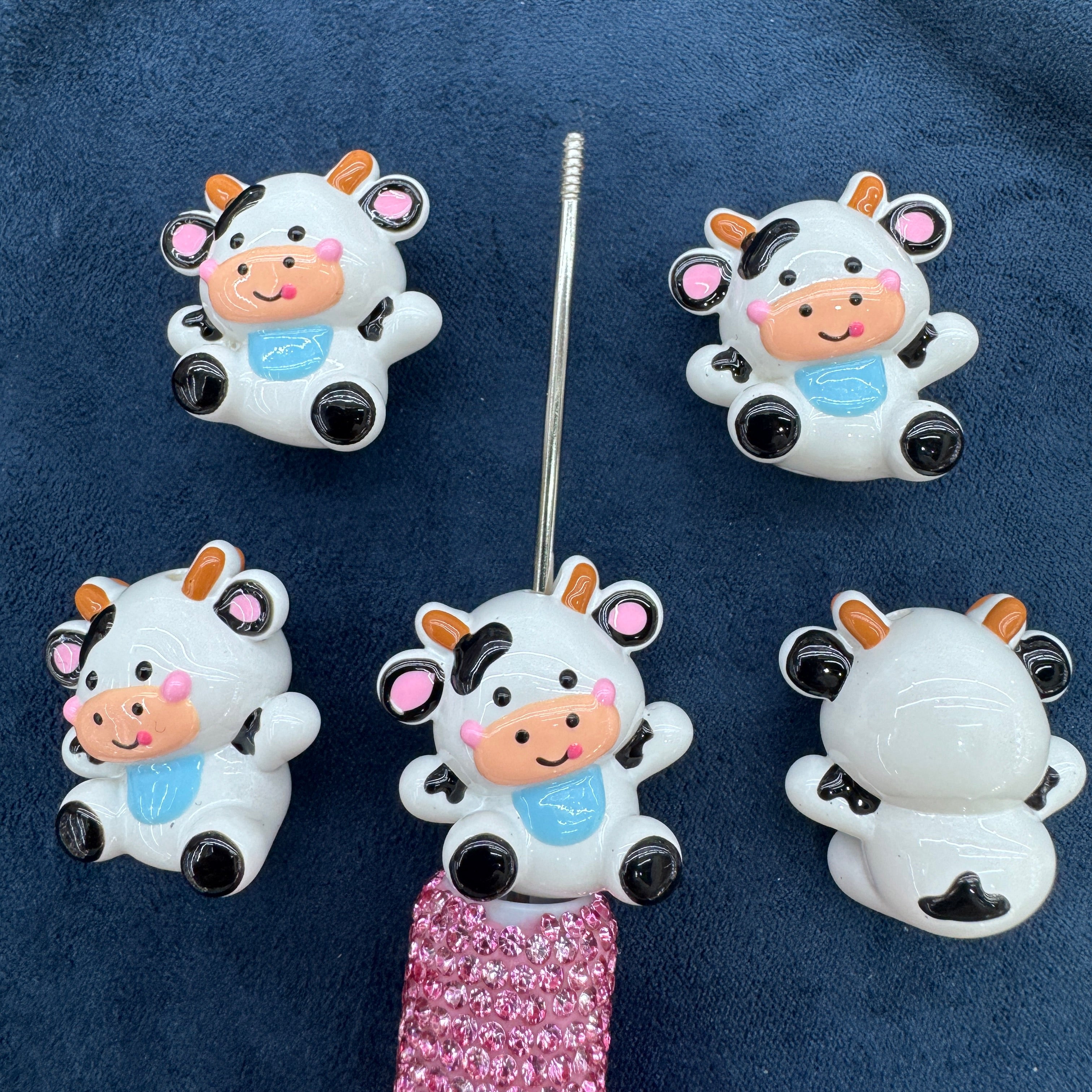 3D Cow Hand Painted Acrylic Beads