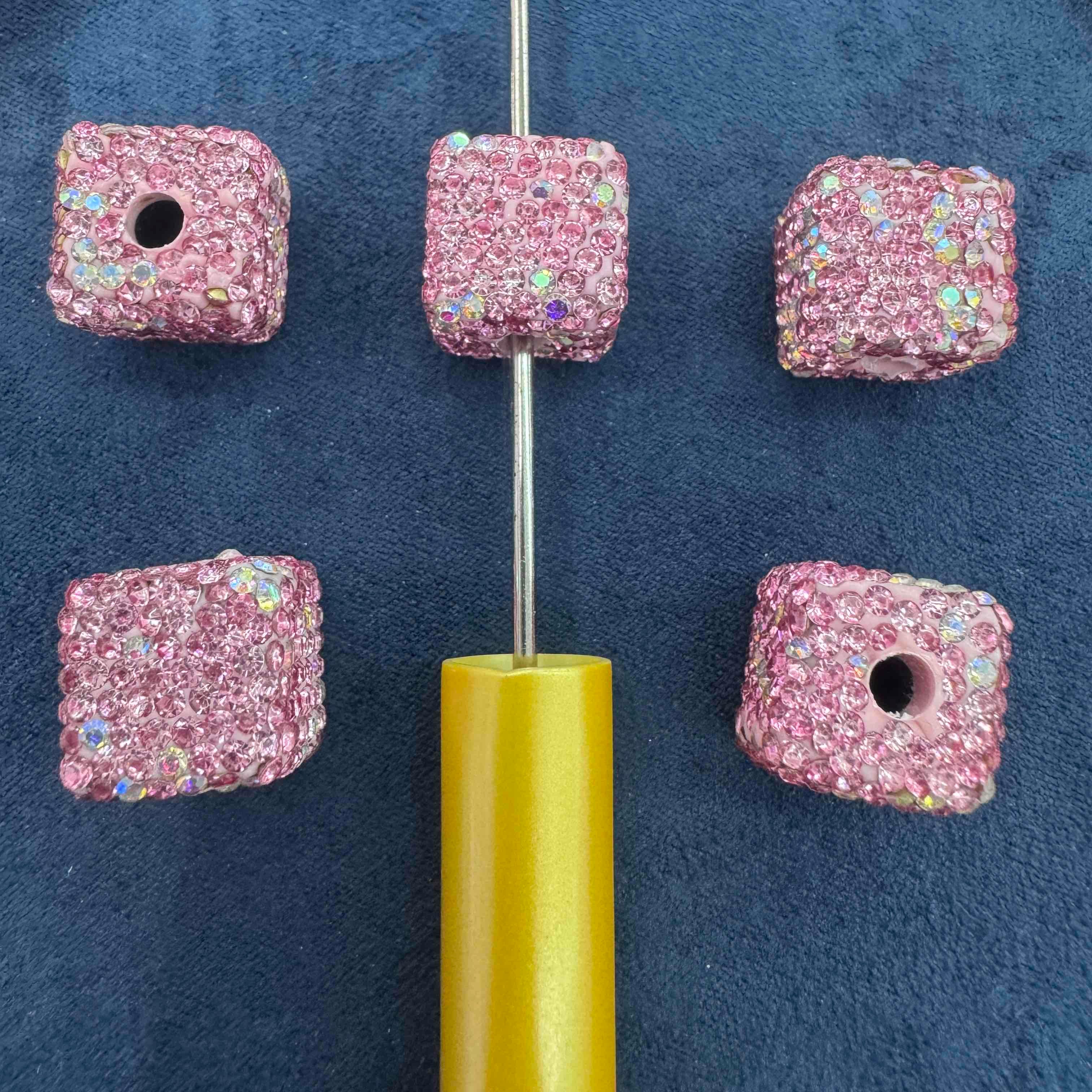FS20232-16mm AB Color Rhinestone Clay Cube Beads
