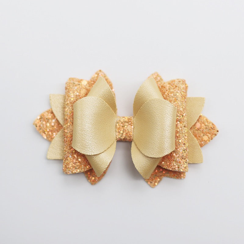Matte Multi‑Layer Glitter Faux Leather Bow Beads,Multi‑Color