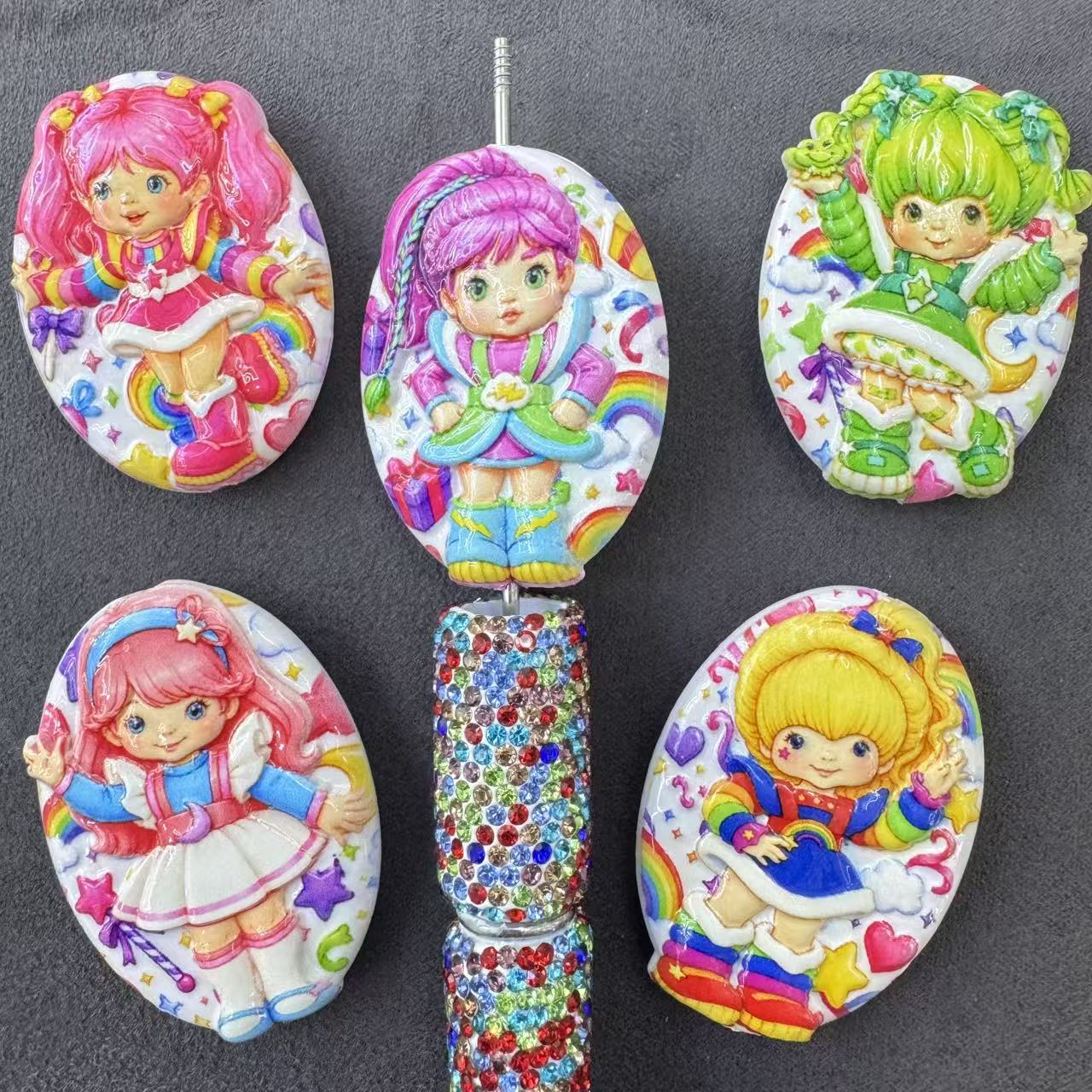 Acrylic Beads with Rainbow Girl Series Random Mix,For Pen Toppers Or Keychain