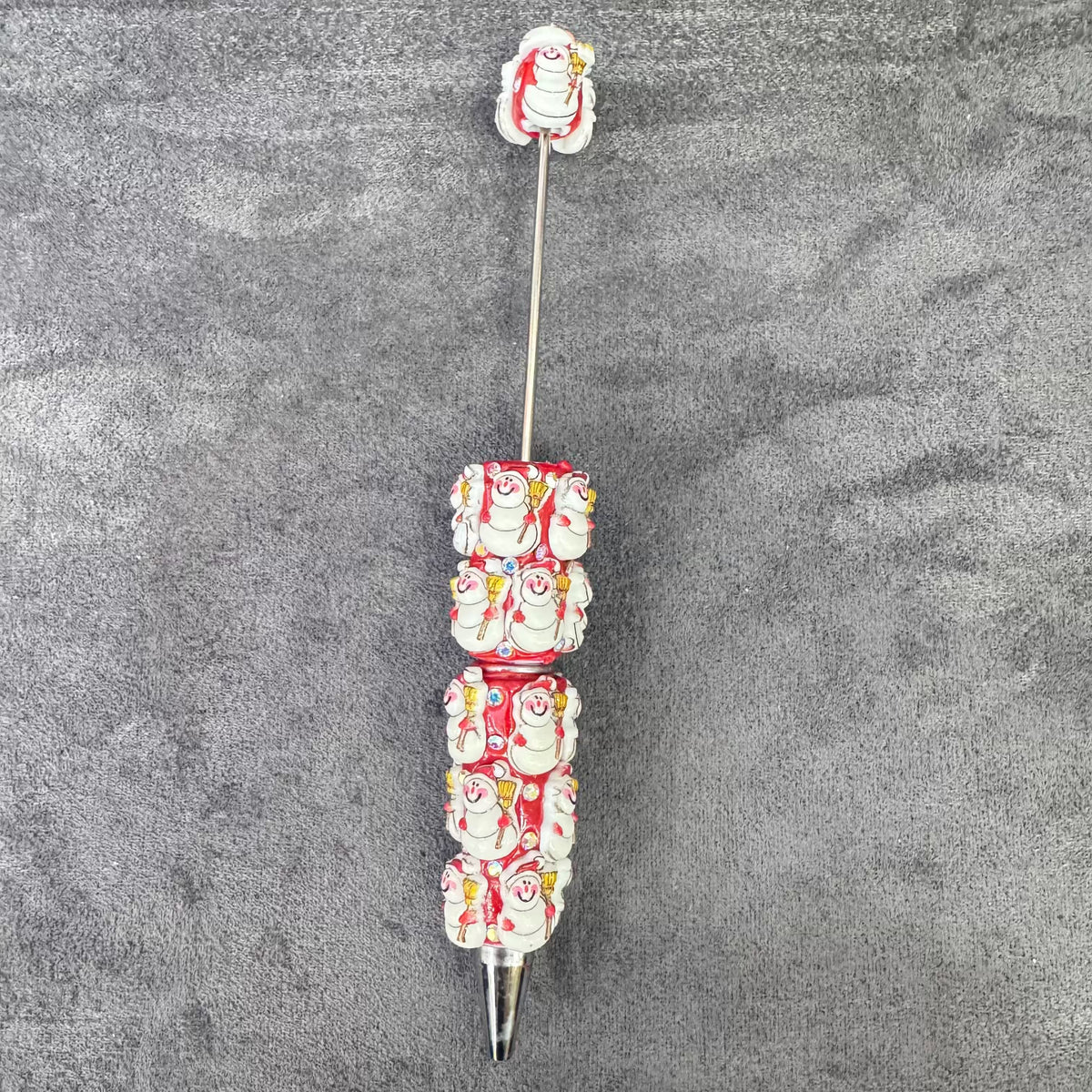 Gingerbread Man Santa Claus Tree and AB Rhinestones Beadable Clay Pens, Christmas Series,Red Clay Base