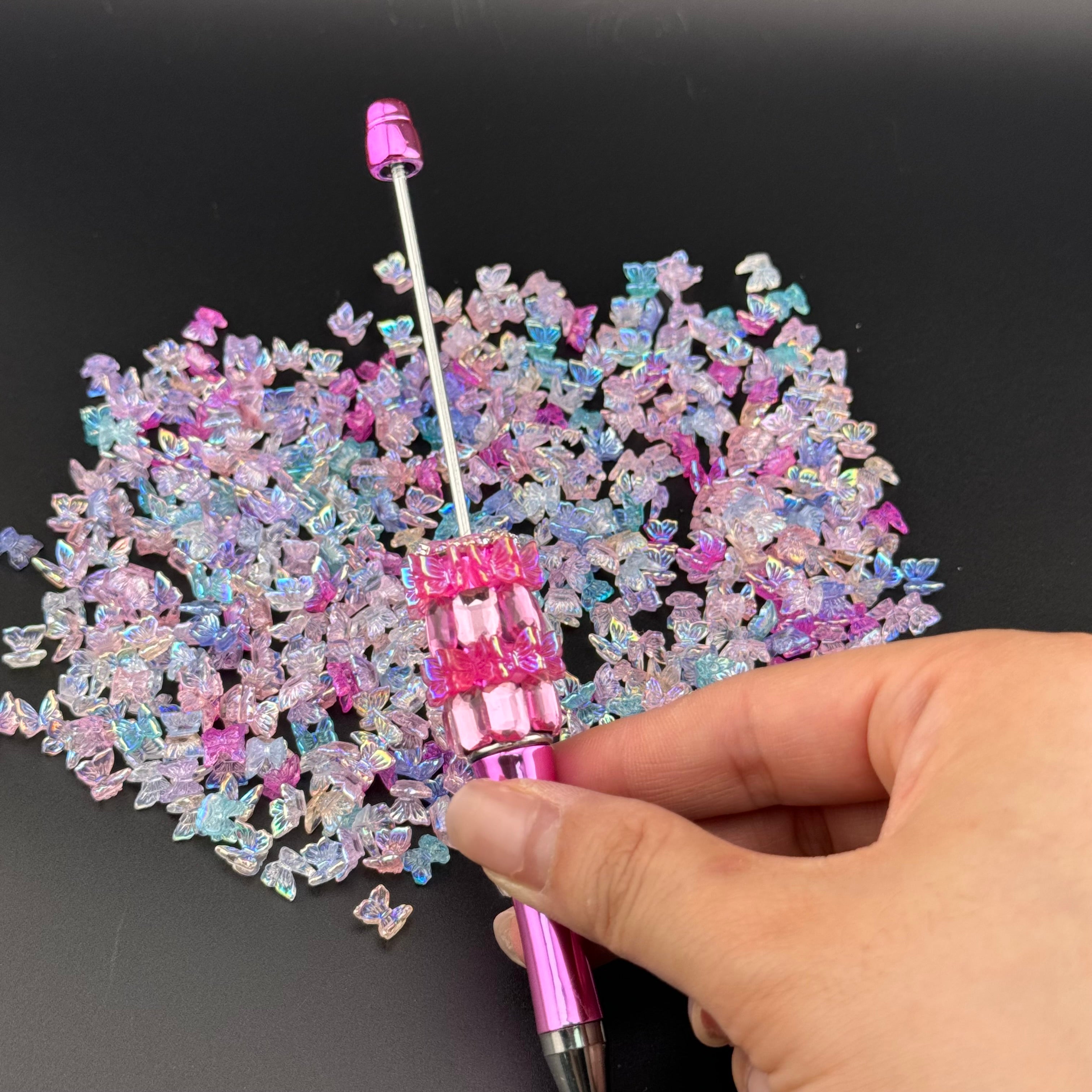 100 Pieces Mixed Color Mini Butterflies For Making Fancy Beads (Fancy Pen)